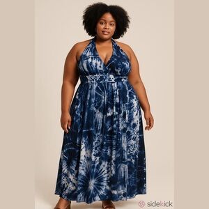Avenue Blue Tie-Dye Women’s Halter Maxi Dress Size: 30/32